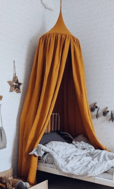 Bed hanging canopy, natural linen