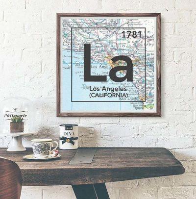 Los Angeles California la Vintage retro Periodic Map UNFRAMED ART PRINT poster
