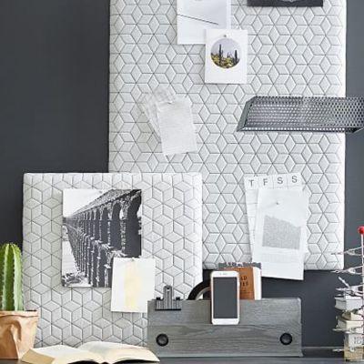 Quilted Geo Pinboard, Gray