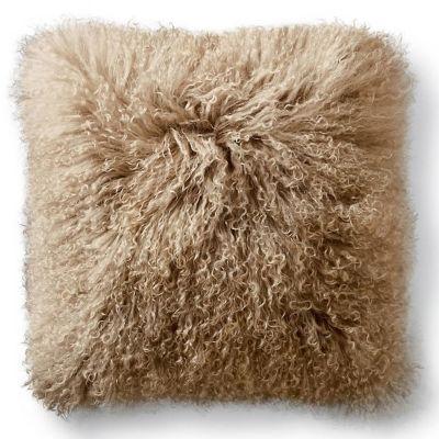 Mongolian Fur Decorative Square Pillow Cover - Dune