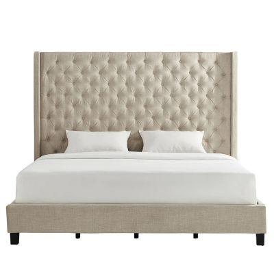 Naples Wingback Button Tufted Tall Headboard Bed-King