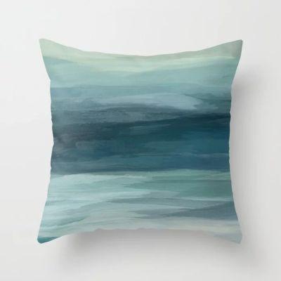 Sea Levels Seafoam Abstract Ocean Throw Pillow With Insert-18"x18"