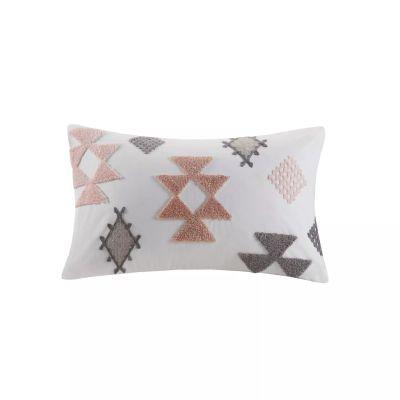 Zara Cotton Embroidered Oblong Lumbar Pillow Blush