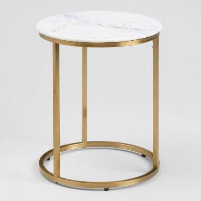 Round White Marble Milan Accent Table
