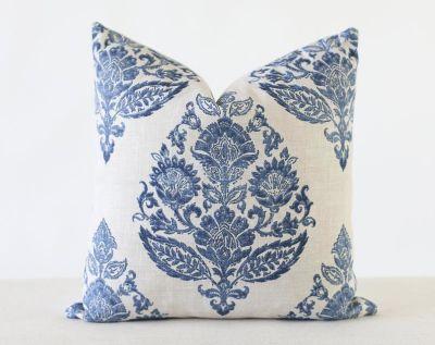 Floral Pillow Cover, Blue Pillow Cover