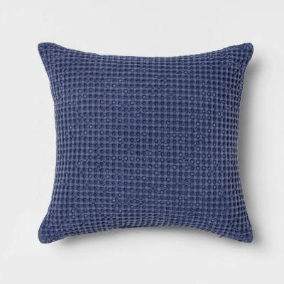 WAFFLE WEAVE SQUARE THROW PILLOW BLUE THRESHOLD