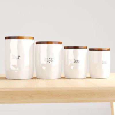 White It's Just Words 4 Piece Kitchen Canister Set (Flour)
