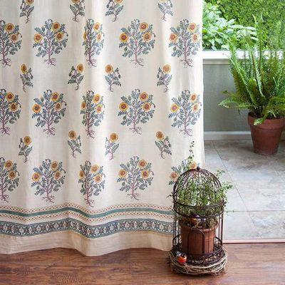 Wild Poppies Botanical French Country Sheer Curtain Panel