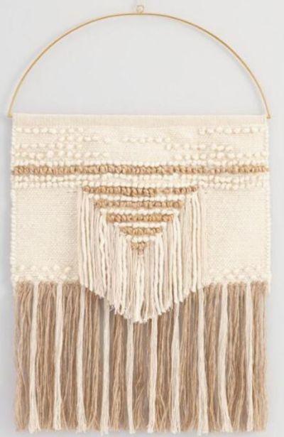 White And Gold Woven Wall Hanging