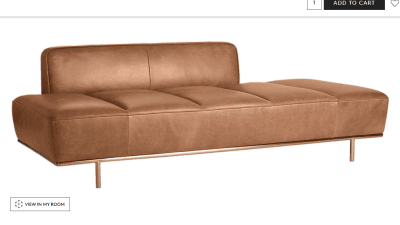 Lawndale Saddle Leather Daybed with Brass Base