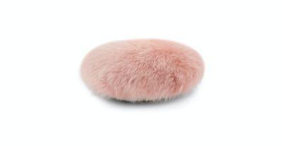 Lanna Pink Round Sheepskin Pillow With Insert-16"x6"