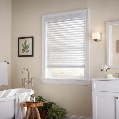 White Cordless Faux Wood Blind