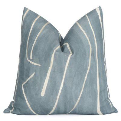 Kelly Wearstler Graffito Deep Sky Pillow Cover, Modern Home Decor, Light Blue Cushion Sham, Blue Pillows, Designer Cushions, Lee Jofa