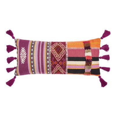 Oversized Multicolor Patchwork Cadence Lumbar Pillow With Insert-32"x14"