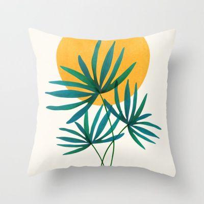 Little Palm  Sunshine Throw Pillow With Insert- 16"x16"