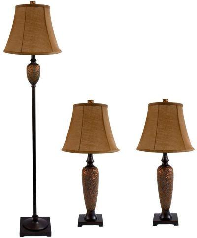 Elegant Designs LC1000-HBZ 3 Piece Hammered Bronze Lamp Set _Floor Lamp
