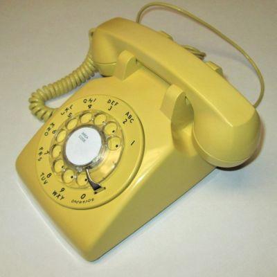 Rotary Dial Telephone. Mustard Yellow Bell Western Electric Model 500. Dated 2/1968. I will customize the label Rare, Date-matched