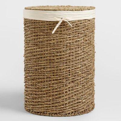 Round Seagrass Trista Hamper With Liner and Lid
