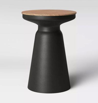 Gino Turned Drum Accent Table Black