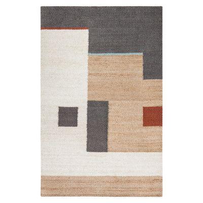 Tan And Ivory Abstract Woven Jute Heera Area Rug