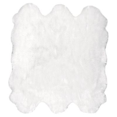 Silver Orchid Russell Faux Flokati Sheepskin Soft and Plush Cloud White Sexto Shag Rug-5'3"x6'