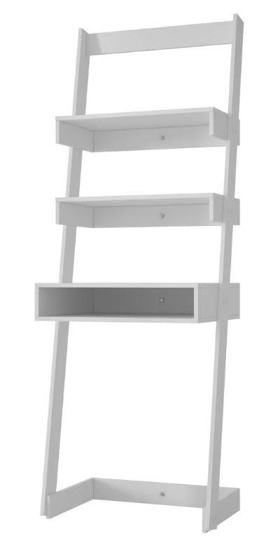 Accentuations by Manhattan Comfort Urbane Carpina Ladder Desk with 2 Floating Shelves and 1- Tabletop and Cubby in White