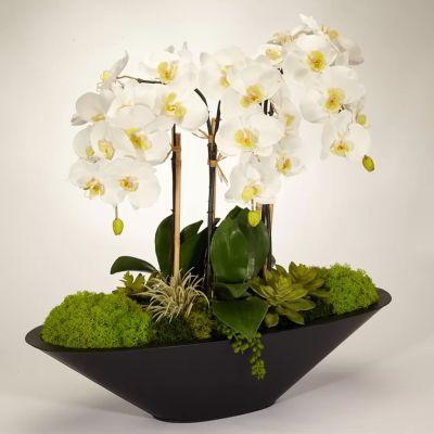 Orchid Floral Arrangement in Metal Pot