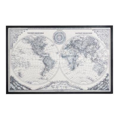 Vintage Style Black And White Cork World Map