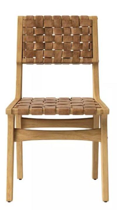Ceylon Woven Dining Chair White and Natural Wood