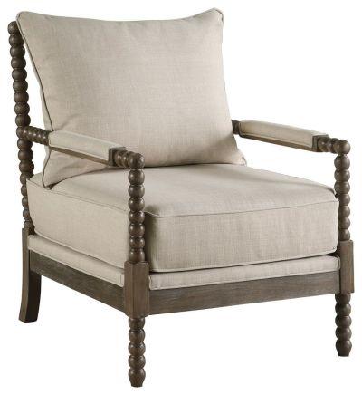 Living Room Accent Chair In Rustic Oak in Beige