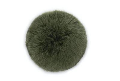Lanna Green Round Sheepskin Pillow
