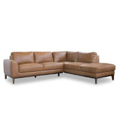MAYFAIR LEATHER SECTIONAL TAN  RIGHT FACING CHAISE
