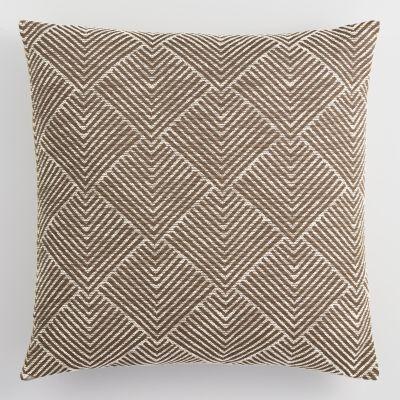 Brown Geometric Angle Jacquard Throw Pillow With Insert-20"x20"