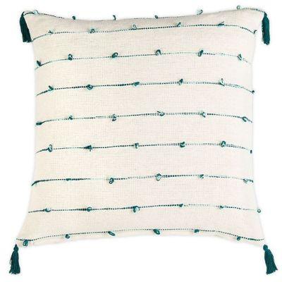 Safavieh Kingsley Striped Square Throw Pillow in Beige Teal With Insert -20"x20"