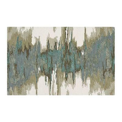 Birch Cyan Wool-Blend Abstract Rug-5'x8'