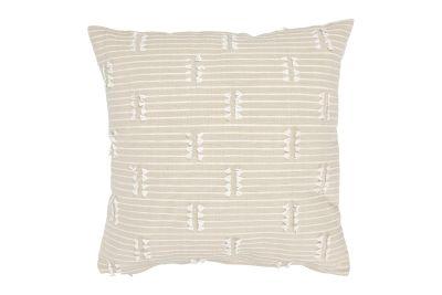 Taupe Square Cotton Woven Throw Pillow by Sprinkle Bloom No Insert- 18"x18"