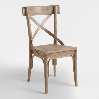 Distressed Wood Bistro Dining Chair Set of 2