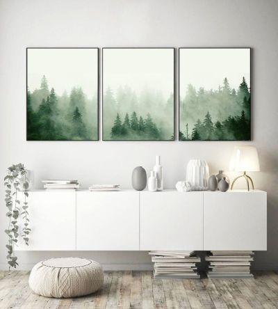 Fog Forrest Set of 3 Prints Landscape