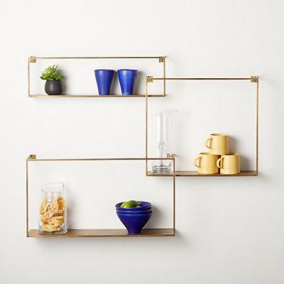 Antiqued brass floating shelves set of 3