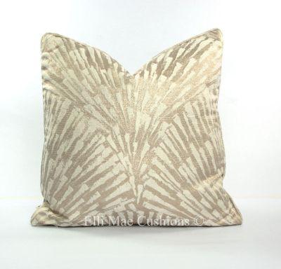 Luxury Designer Art Deco Gold Cream Fabric Cushion Pillow