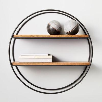 Round Wood & Metal Shelf