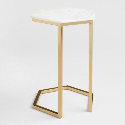 Natural Stone And Gold Metal Margaux Laptop Table