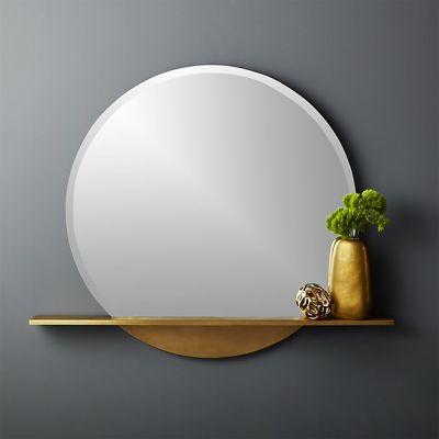 Perch Round Mirror With Shelf