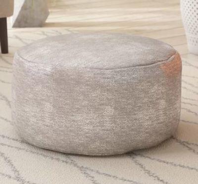 Banton Upholstery Material Round Solid Color Pouf Ottoman