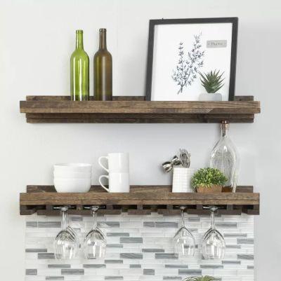 Bernon Solid Wood Wall Mounted Wine Glass Rack