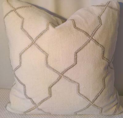 Kravet Couture Linen Embroidered Metallic Geometric Pillow Cover