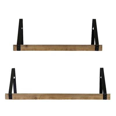 Natural Wooden and Metal Shelves, Set of 2
