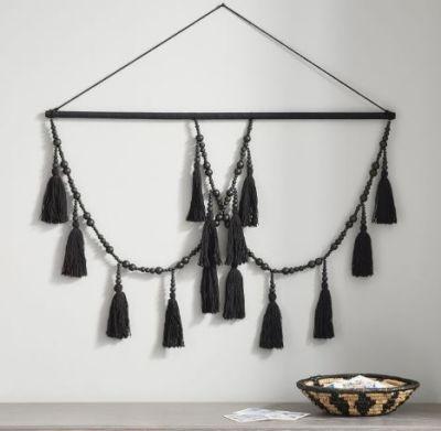 Tassels & Wood Beads Wall Hanging, Black