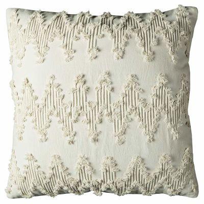 Natural Frayed Chevron Square Decorative Filled Pillow