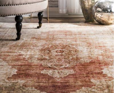 Rust Faded Imperial Medallion Area Rug